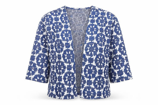 H&M Womens Blue Geometric Jacket Coatigan Size XS