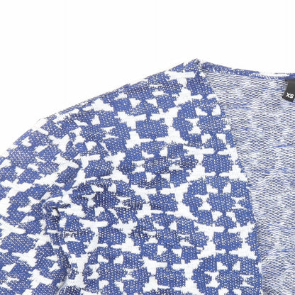 H&M Womens Blue Geometric Jacket Coatigan Size XS