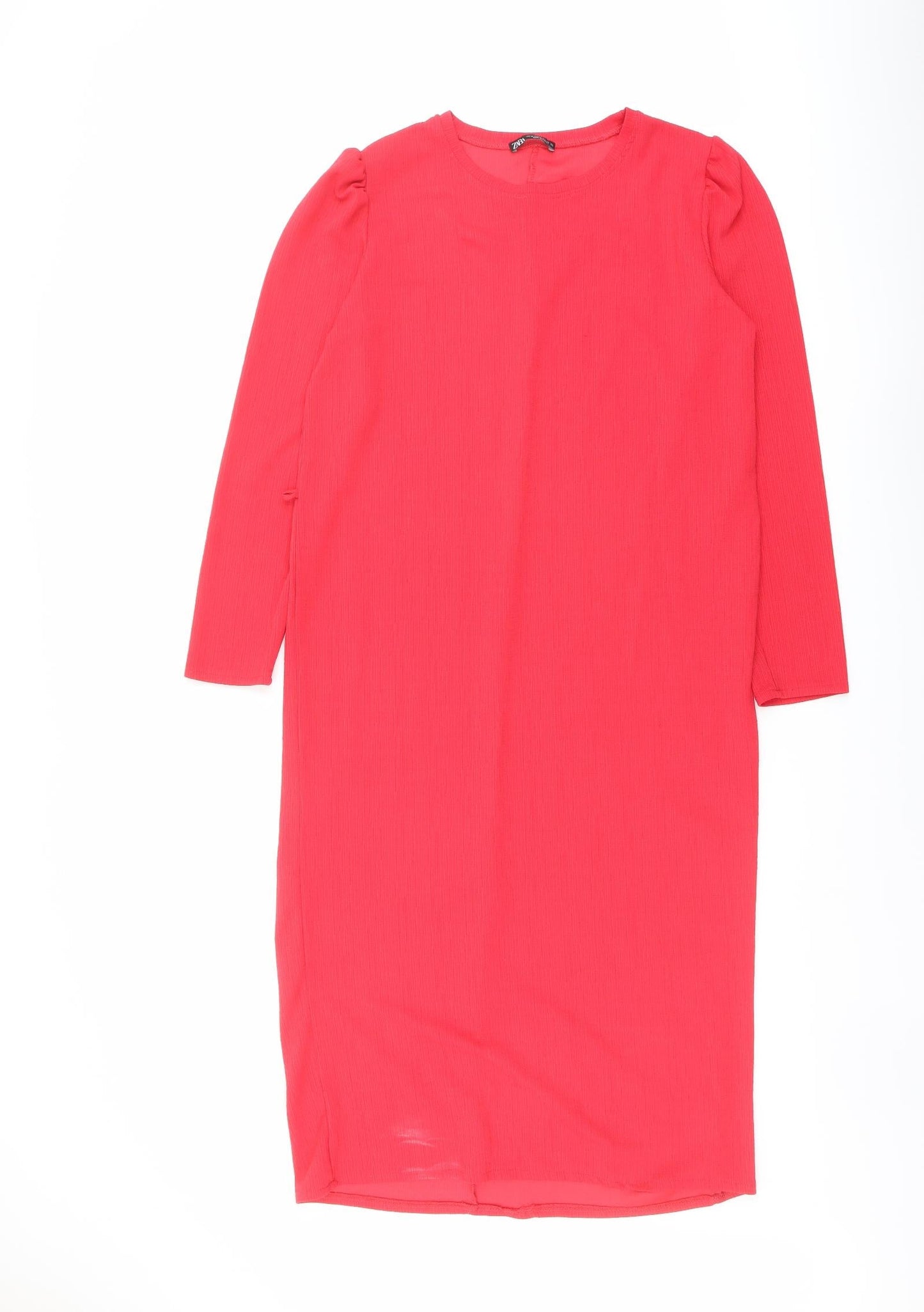 Zara Womens Red Polyester A-Line Size M Round Neck Pullover
