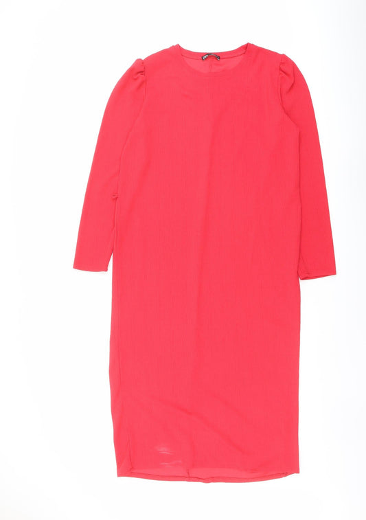 Zara Womens Red Polyester A-Line Size M Round Neck Pullover