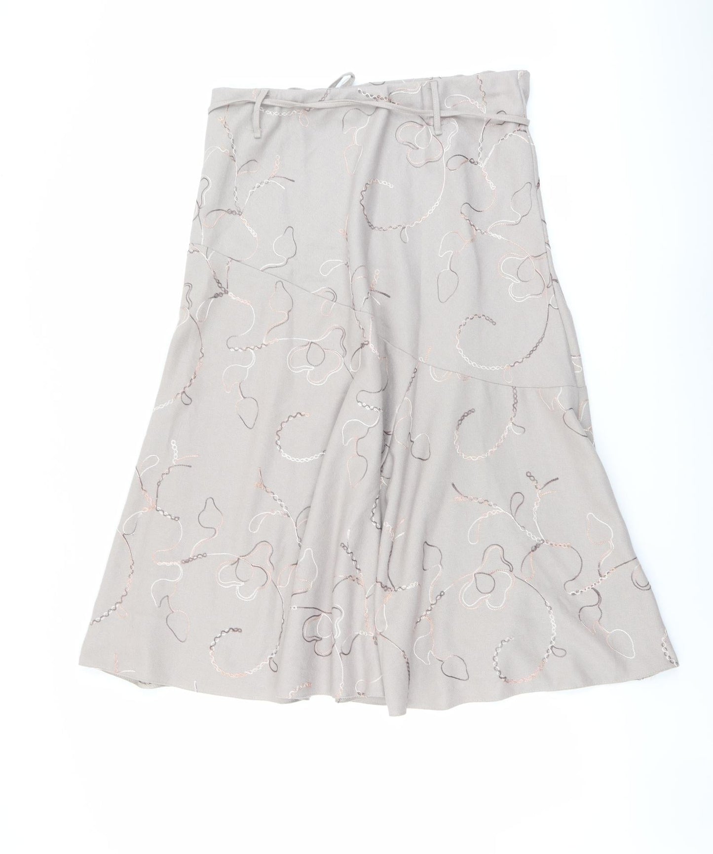 Saloos Womens Beige Geometric Polyester Swing Skirt Size 34 in Drawstring