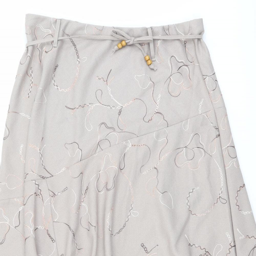 Saloos Womens Beige Geometric Polyester Swing Skirt Size 34 in Drawstring