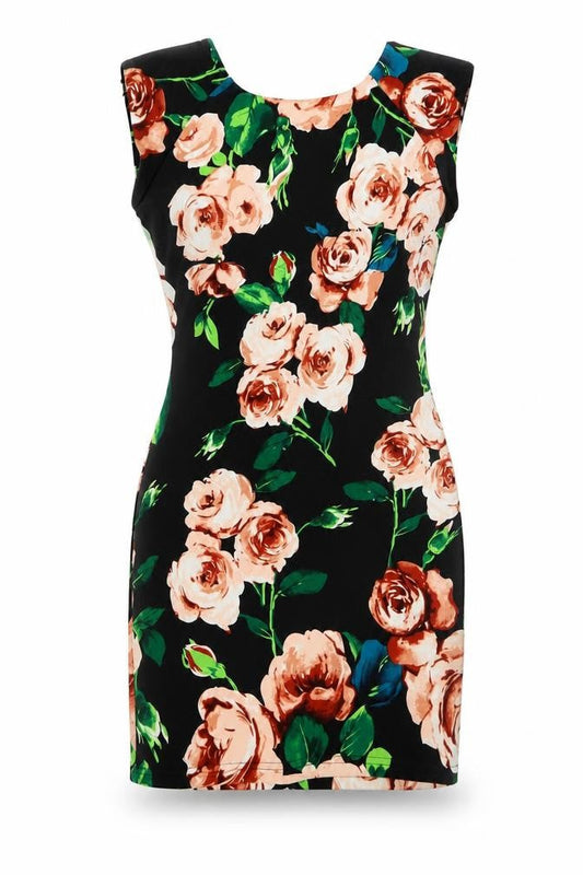AX Paris Womens Multicoloured Floral Polyester Shift Size 8 Round Neck Zip - Roses