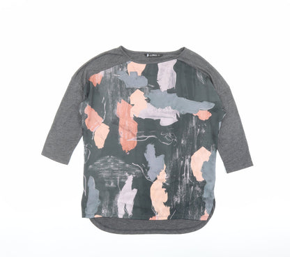 Additional front view of Dunnes women’s grey polyester basic t-shirt, size S, round neck