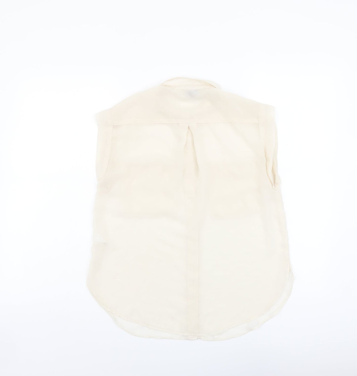 Topshop Womens Beige Polyester Basic Button-Up Size 6 Collared