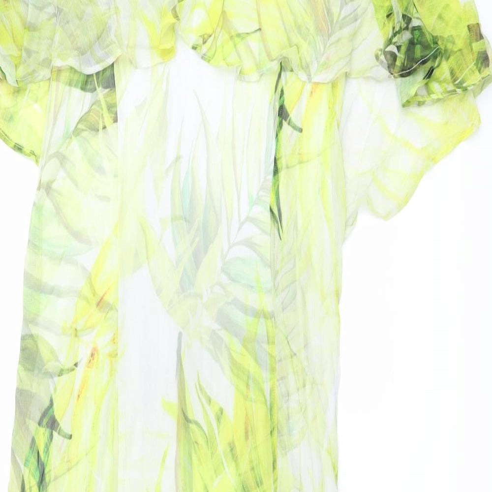 Roman Womens Green Geometric Polyester A-Line Size 10 Round Neck Zip - Cold Shoulders