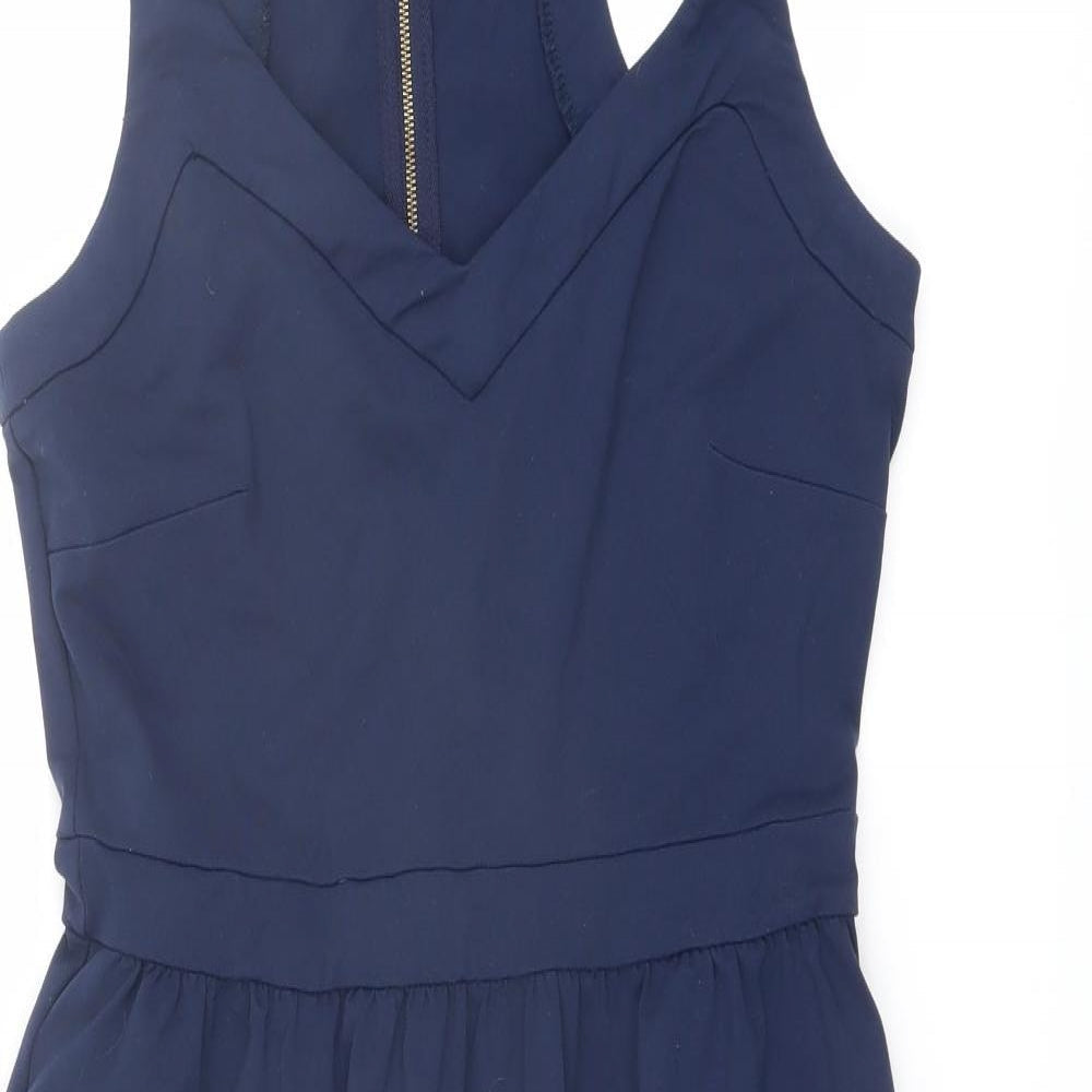 Cynthia Rowley Womens Blue Nylon A-Line Size M V-Neck Zip