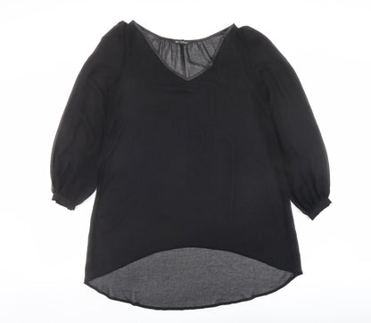 Additional front view of Miss Selfridge women’s black polyester basic blouse, size UK 6, v-neck
