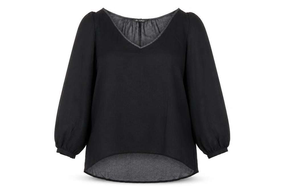 Miss Selfridge Womens Black Polyester Basic Blouse Size 6 V-Neck