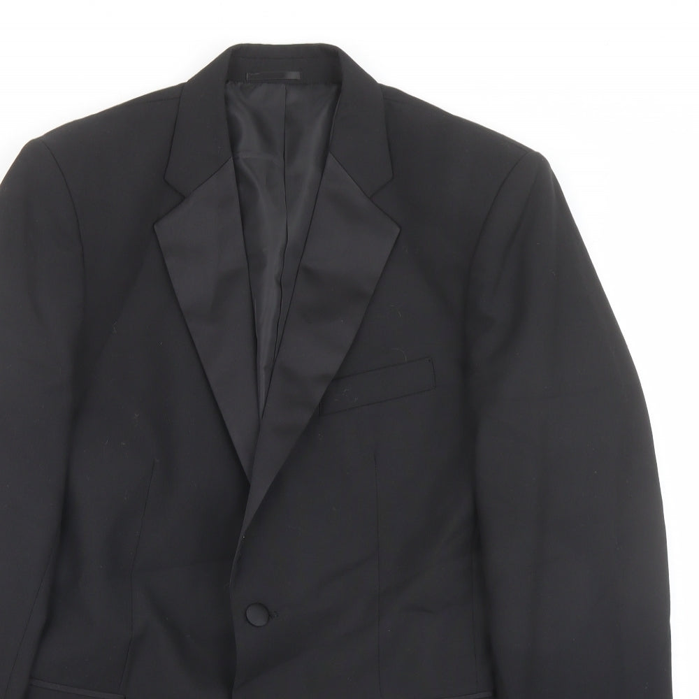 Clemont Dirext Mens Black Polyester Tuxedo Suit Jacket Size 40 Regular