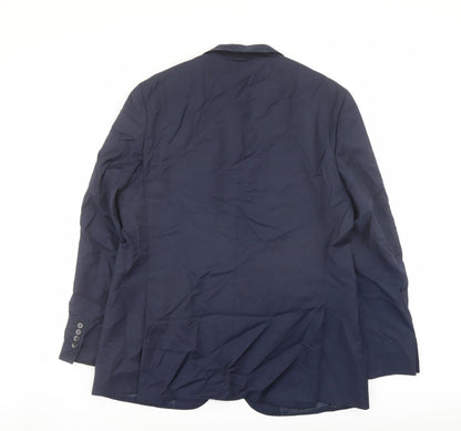 Back view of Autograph men’s blue wool jacket suit jacket, size 44, regular