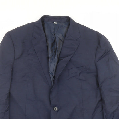 Close-up detail of Autograph men’s blue wool jacket suit jacket, size 44, regular