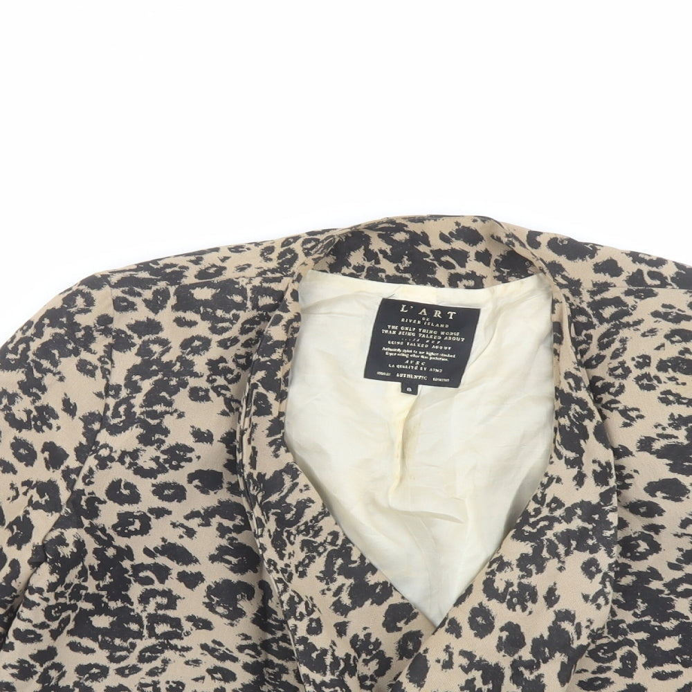 River Island Womens Brown Animal Print Jacket Coatigan Size 8