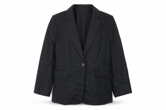 Marks & Spencer Womens Black Herringbone Polyester Jacket Blazer Size 8