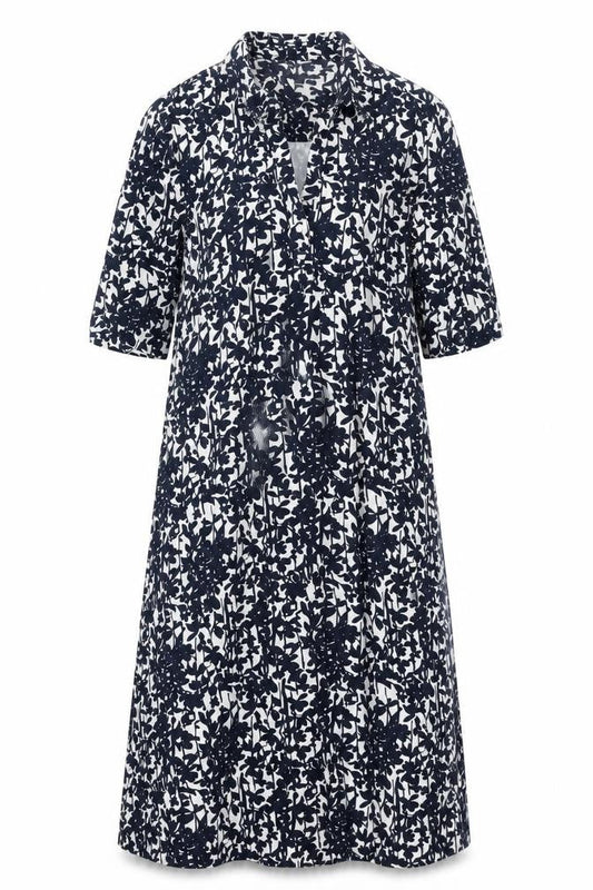 Monsoon Womens Blue Geometric Viscose A-Line Size 10 Collared Pullover