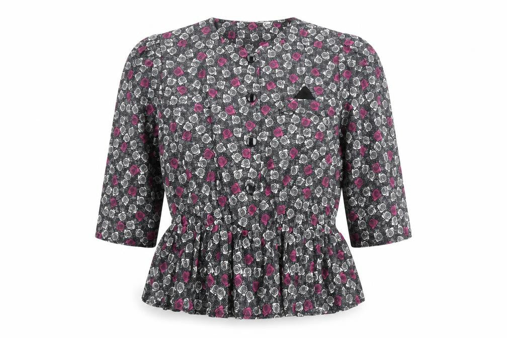 Debenhams Womens Black Floral Polyester Basic Button-Up Size 16 Round Neck