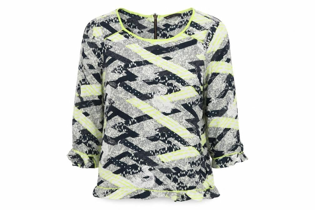 Marks & Spencer Womens Multicoloured Geometric Viscose Basic Blouse Size 10 Round Neck