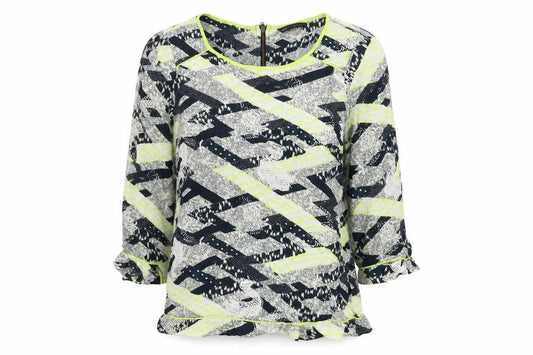 Marks and Spencer Womens Multicoloured Geometric Viscose Basic Blouse Size 10 Round Neck