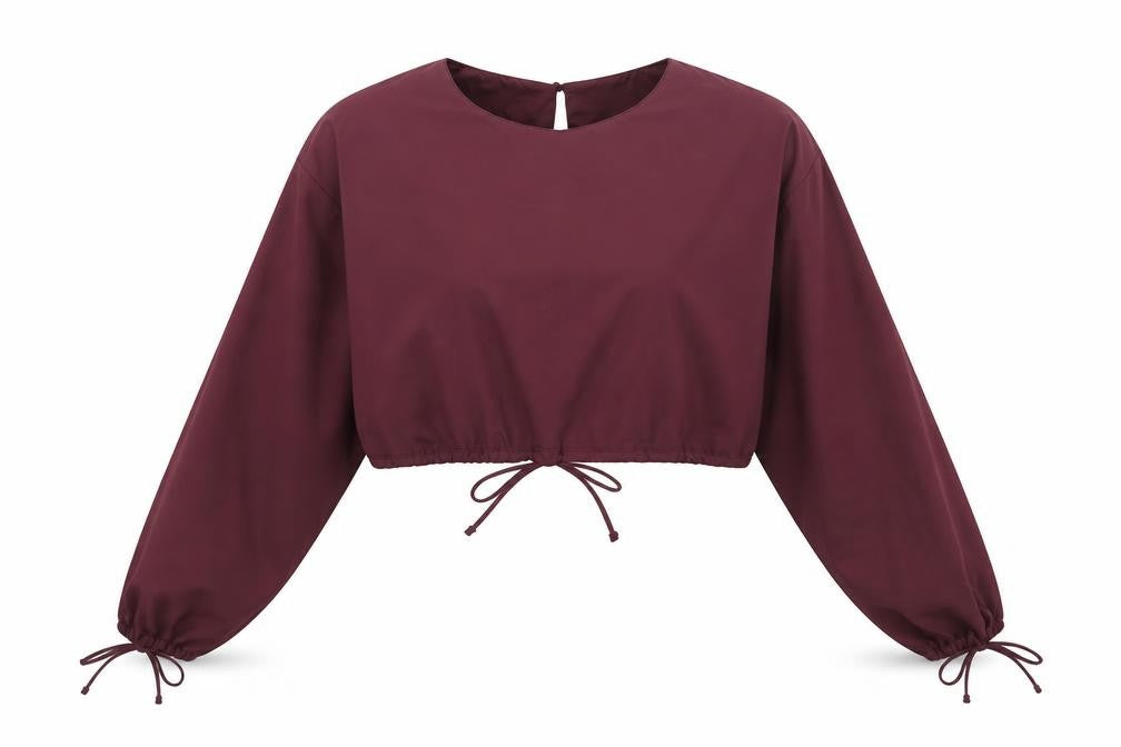 Zara Womens Purple Polyamide Cropped Blouse Size L Round Neck