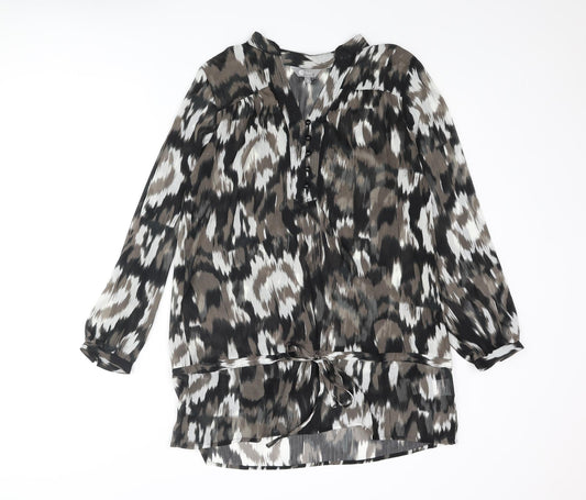 Mia Moda Womens Multicoloured Geometric Polyester Shift Size 12 V-Neck Button
