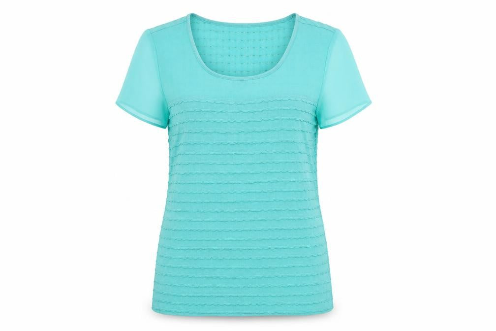 Per Una Womens Blue Polyester Basic T-Shirt Size 14 Round Neck