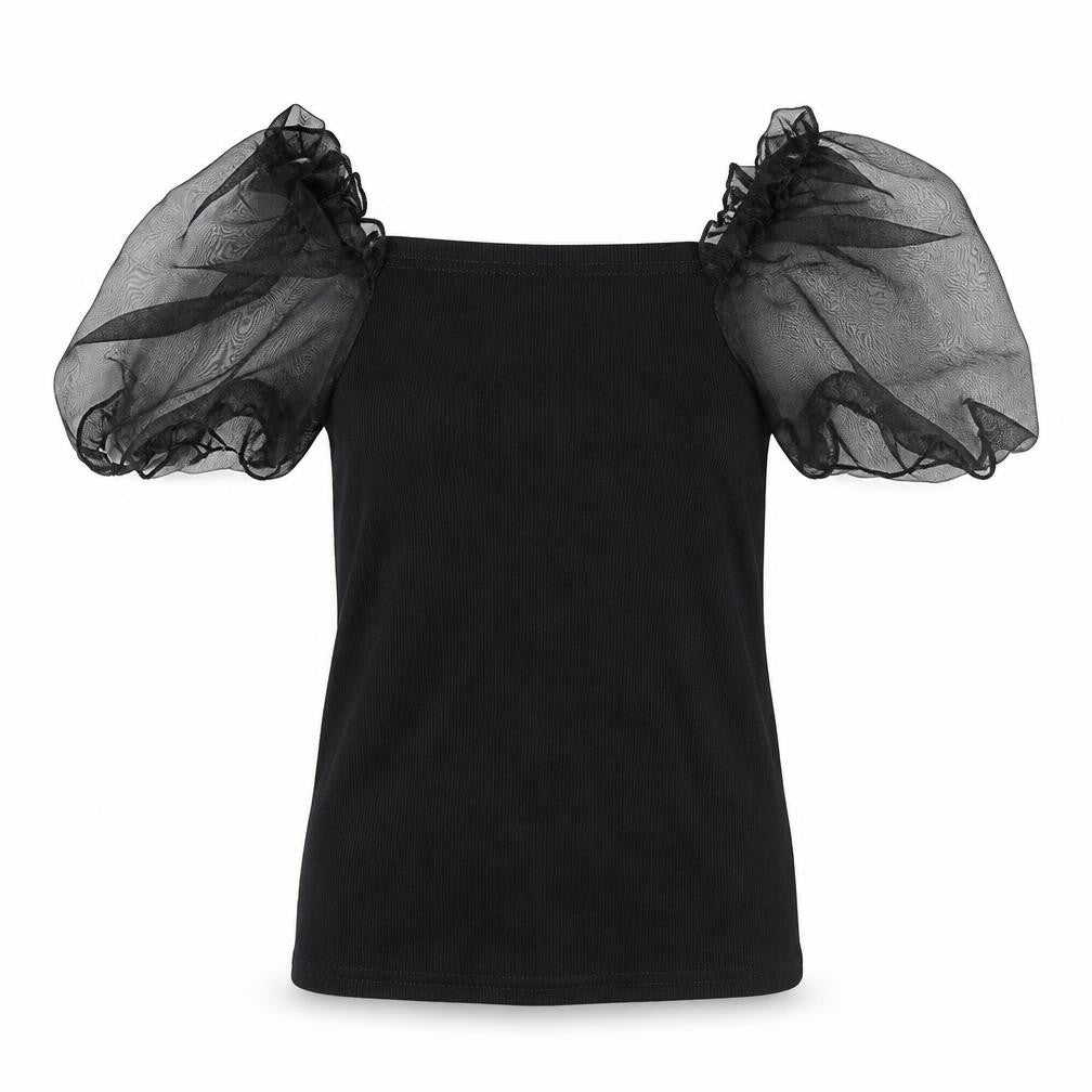 New Look Womens Black Polyester Basic Blouse Size 10 Square Neck