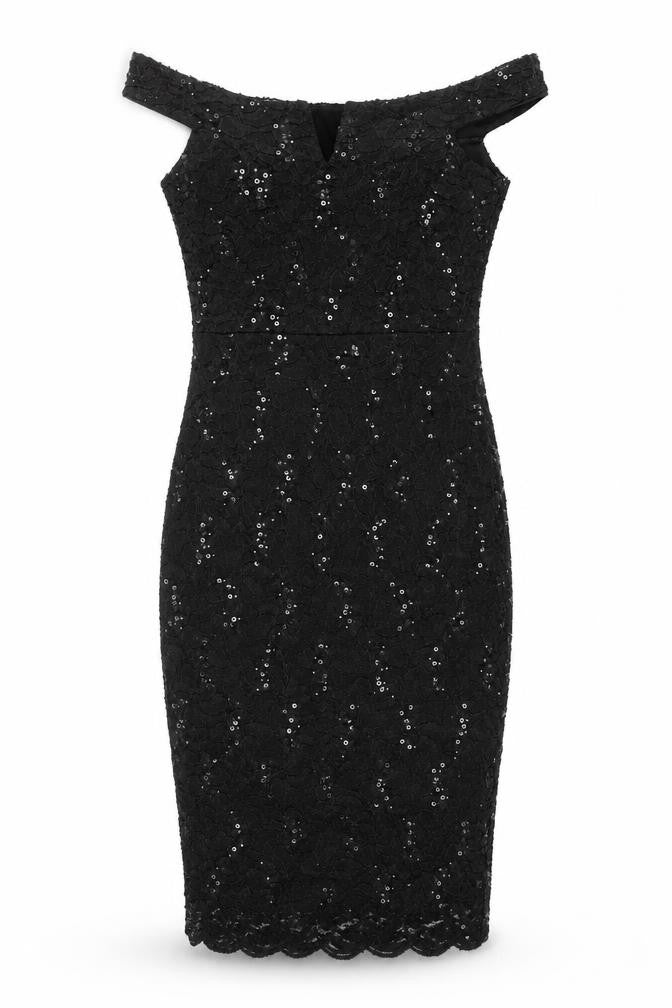 Quiz Womens Black Nylon Bodycon Size 8 Boat Neck Pullover - Lace