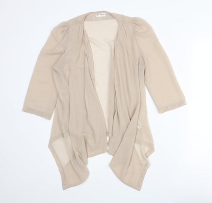 Additional front view of Miss Selfridge women’s beige polyester kimono blouse, size UK 8, v-neck