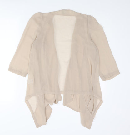 Back view of Miss Selfridge women’s beige polyester kimono blouse, size UK 8, v-neck