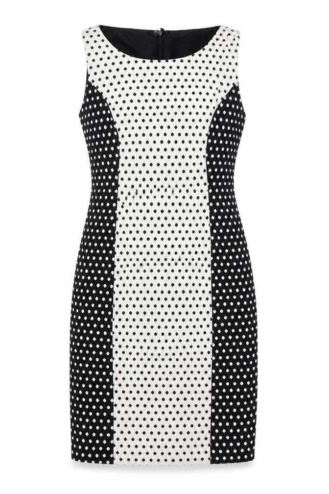 NEXT Womens Black Polka Dot Cotton Shift Size 10 Round Neck Zip