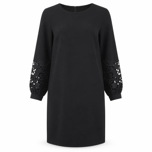 H&M Womens Black Polyester Shift Size 8 Round Neck Button