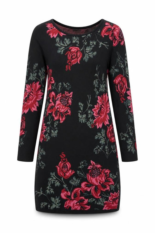 Monsoon Womens Multicoloured Floral Cotton Shirt Dress Size S Boat Neck Pullover