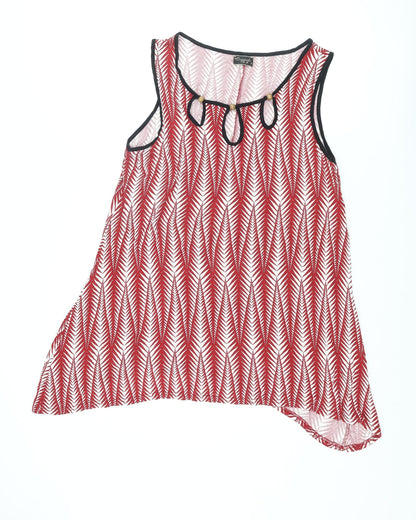 Additional front view of Originals women’s red geometric viscose basic tank, size UK 14, round neck