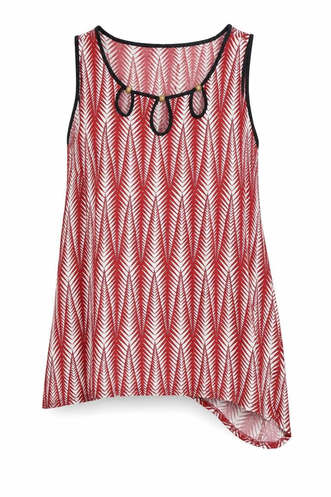 Originals Womens Red Geometric Viscose Basic Tank Size 14 Round Neck