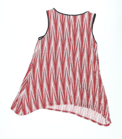 Back view of Originals women’s red geometric viscose basic tank, size UK 14, round neck