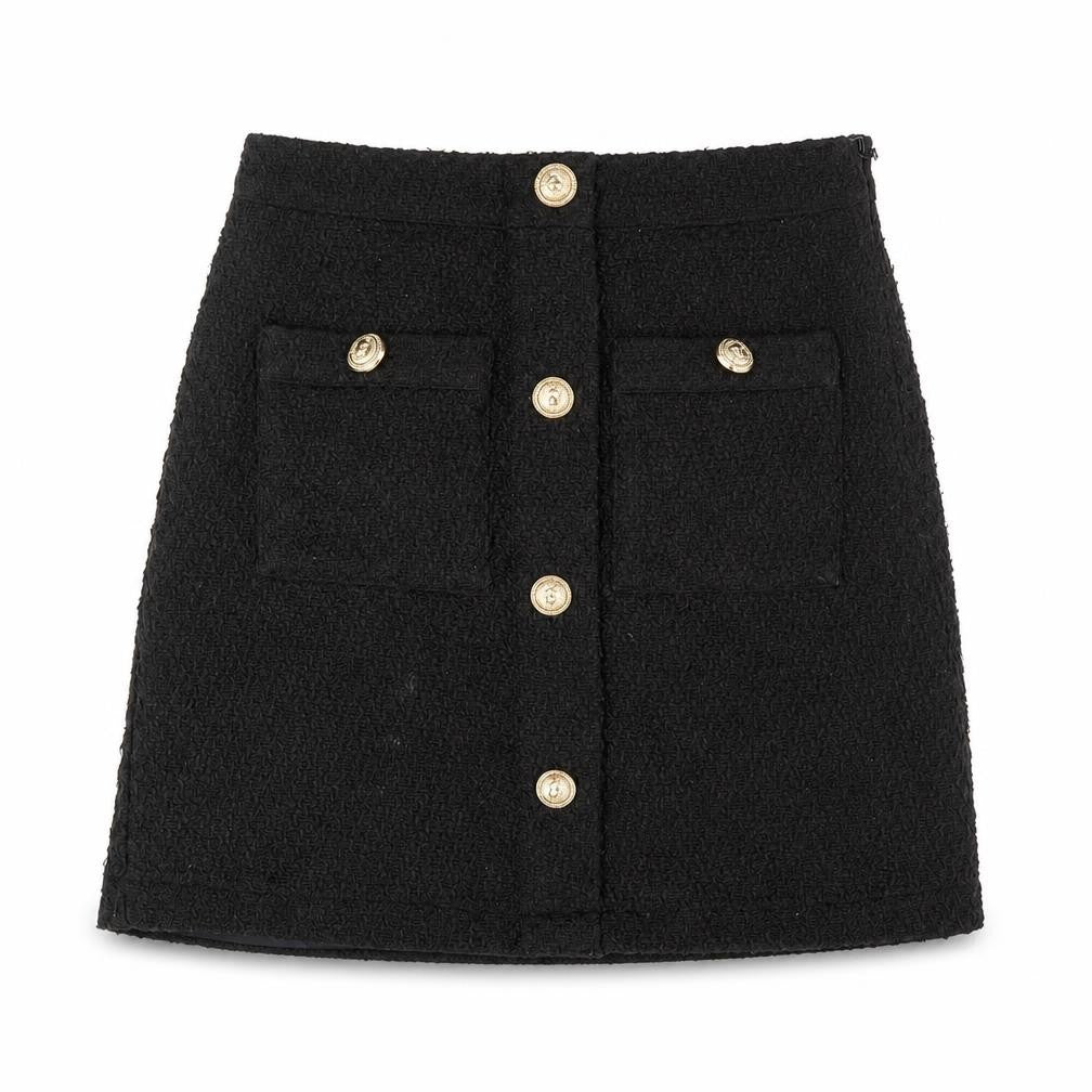 New Look Womens Black Polyester A-Line Skirt Size 6 Zip