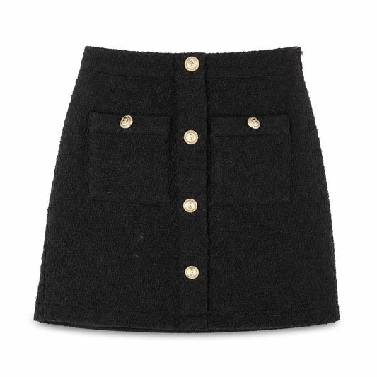 New Look Womens Black Polyester A-Line Skirt Size 6 Zip