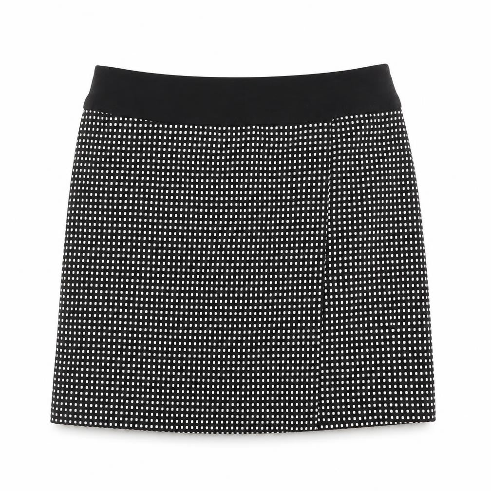 NEXT Womens Black Geometric Polyester A-Line Skirt Size 14 Zip