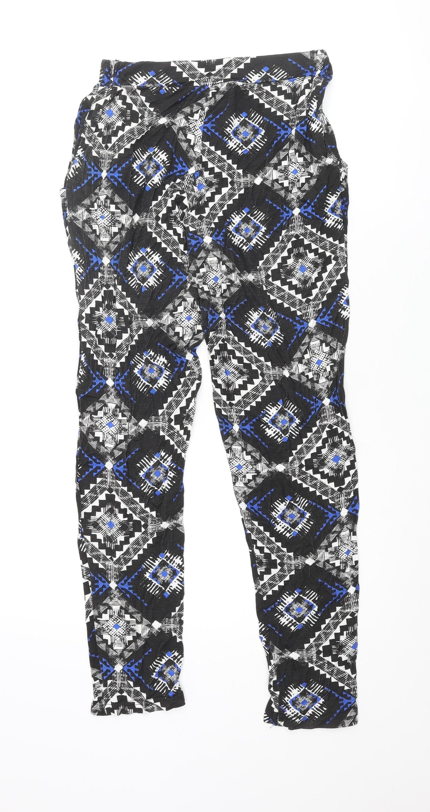 Miss Selfridge Womens Multicoloured Geometric Viscose Trousers Size 10 L29 in Regular