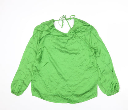 Additional front view of Autograph women’s green viscose basic blouse, size UK 8, round neck