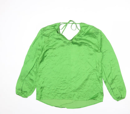 Back view of Autograph women’s green viscose basic blouse, size UK 8, round neck