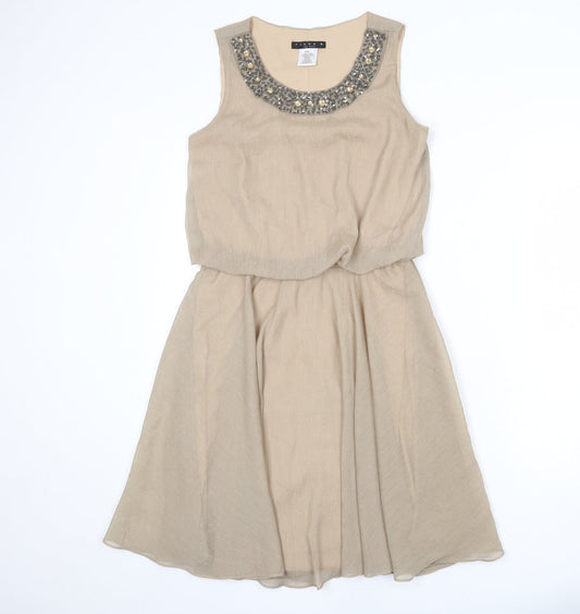 Tiana B Womens Beige Polyester A-Line Size 10 Round Neck Pullover