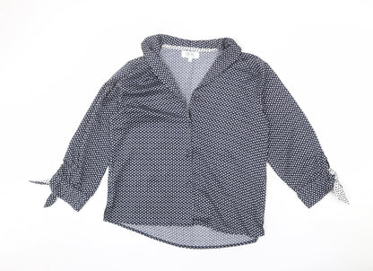 Nine Womens Blue Polyester Basic Button-Up Size 10 Collared