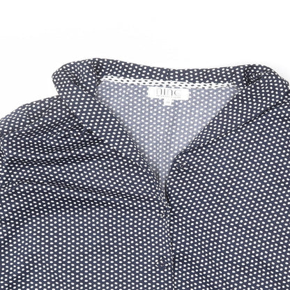 Nine Womens Blue Polyester Basic Button-Up Size 10 Collared