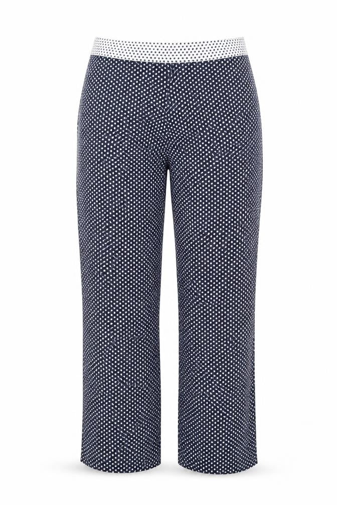 Nine Womens Blue Polka Dot Polyester Trousers Size 10 L30 in Regular