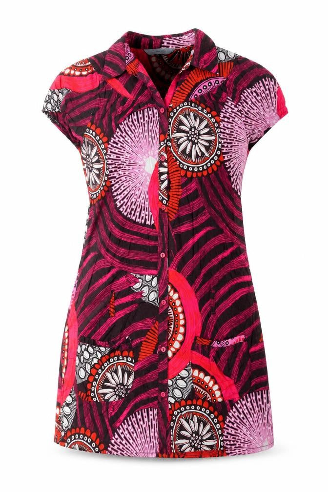 Red Herring Womens Multicoloured Geometric Polyester Shirt Dress Size 8 Collared Button