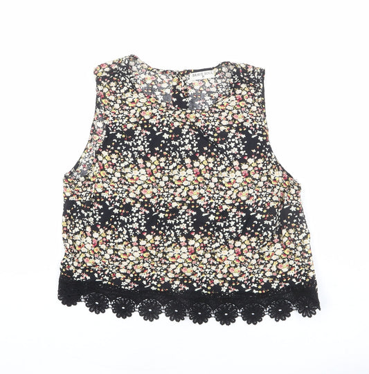Brave Soul Womens Multicoloured Floral Viscose Basic Tank Size M Round Neck