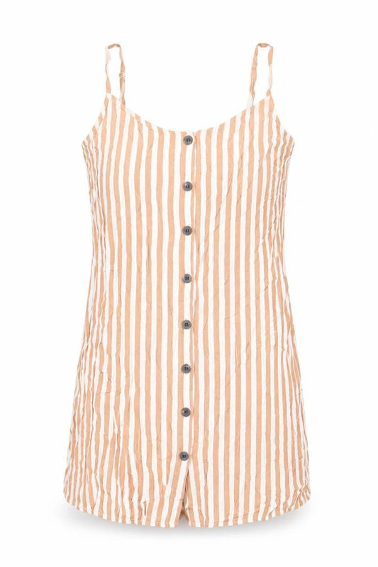 H&M Womens Brown Striped Viscose Mini Size 12 Scoop Neck Button