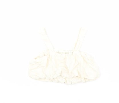Back view of Zara girls’ ivory polyester cropped blouse, size 10, years square neck pullover