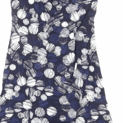 Precis Womens Blue Geometric Viscose A-Line Size M V-Neck Pullover